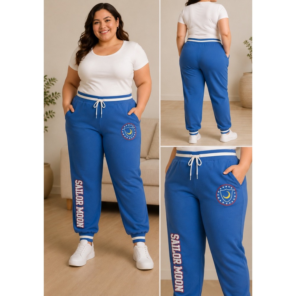 Sailor Moon Blue Graphic Jogger Sweatpants Womens 2X New With Tags Anime Lounge